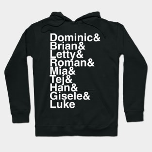 Fast and Furious Characters Helvetica List Hoodie